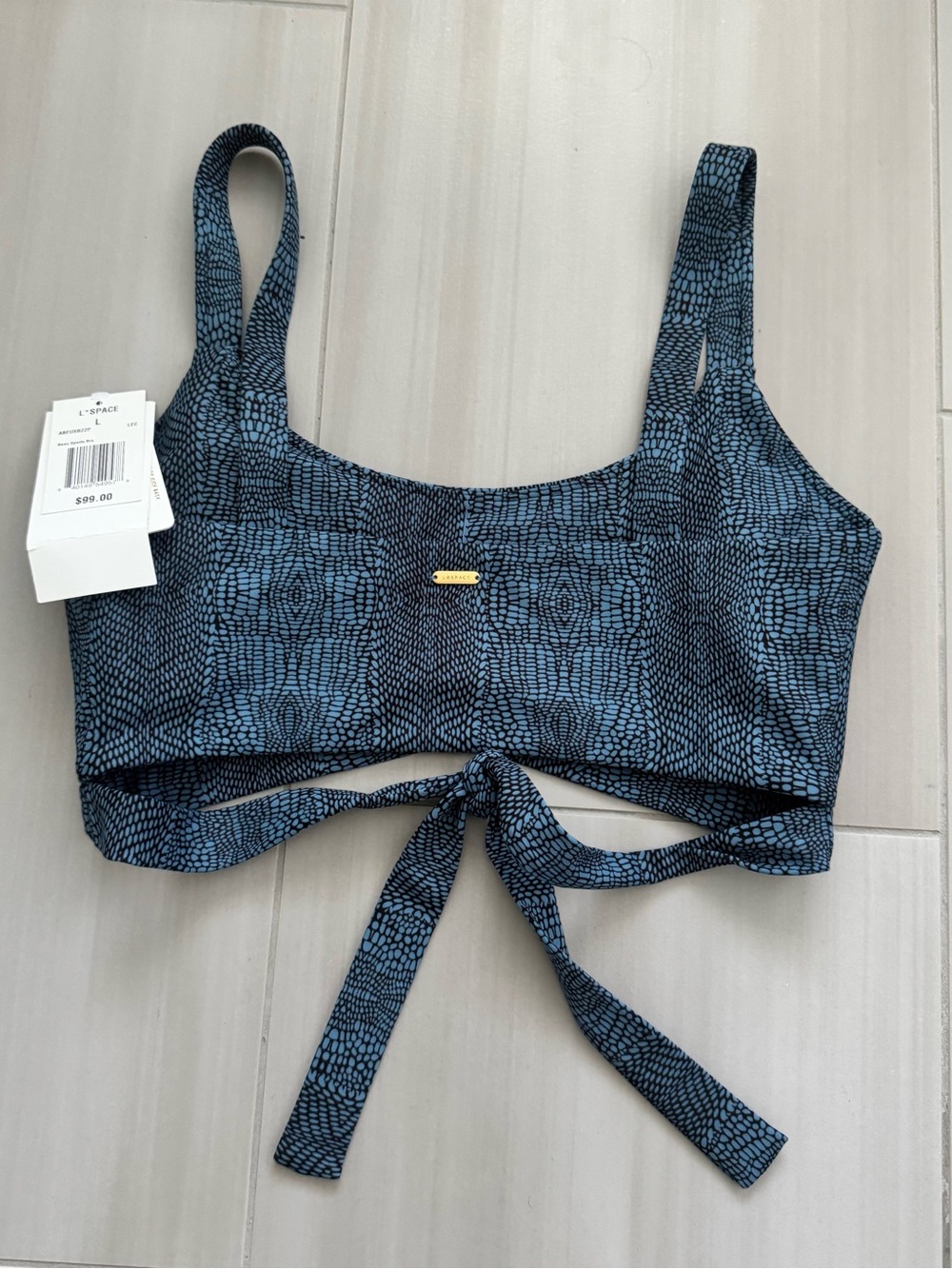 L Space Beau Sports Bra Adjustable Tie Padded Cups size Large Animal Print - Picture 4 of 7